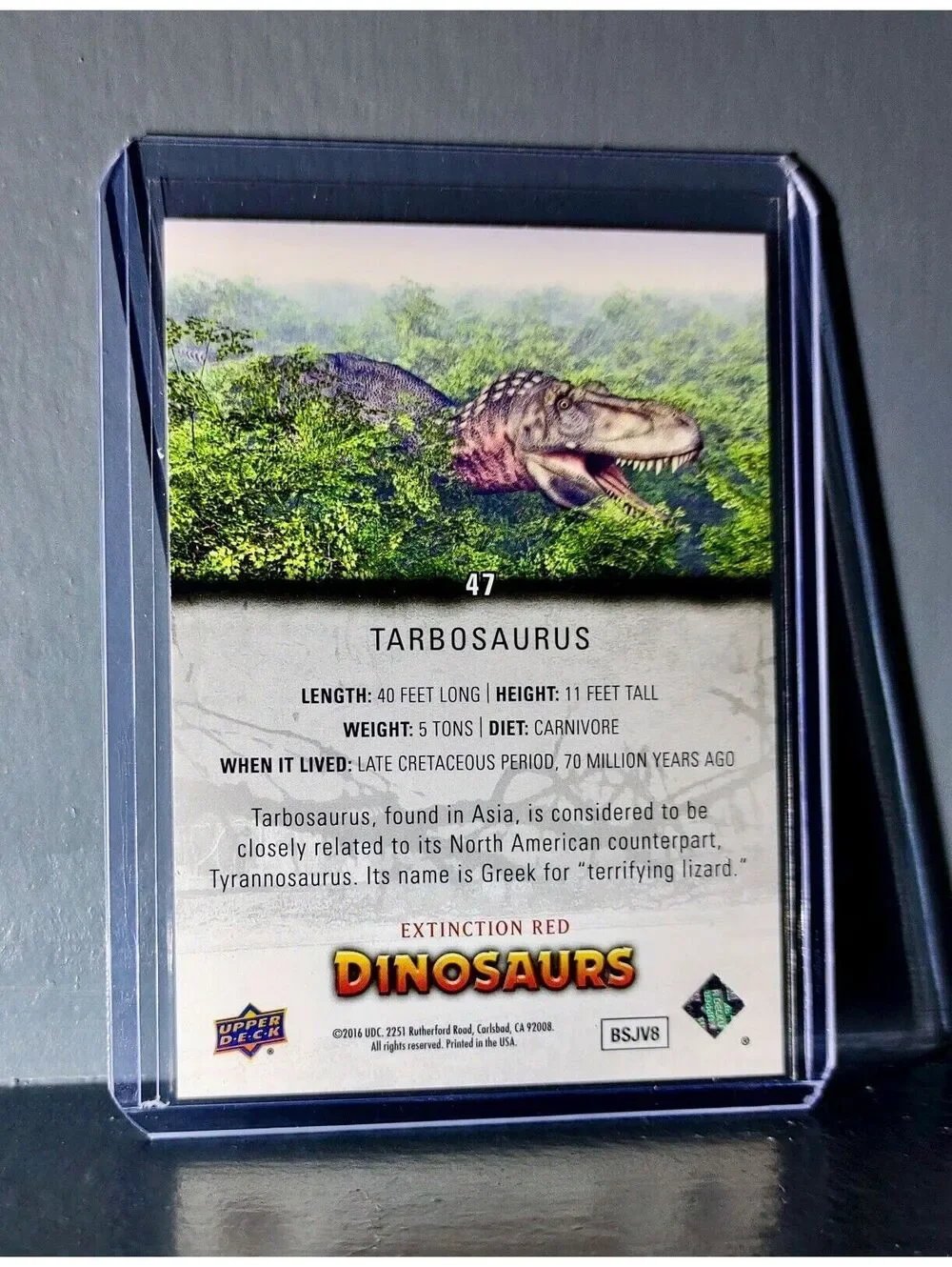 2015 Upper Deck Dinosaurs Tarbosaurus Extinction Red Parallel #47 Card